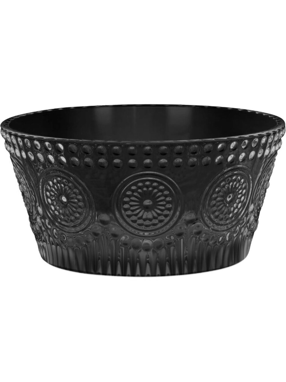 Vintage-Inspired Black Glass Serving Bowl, 4.75” x 2.25”, Elegant Home Decor